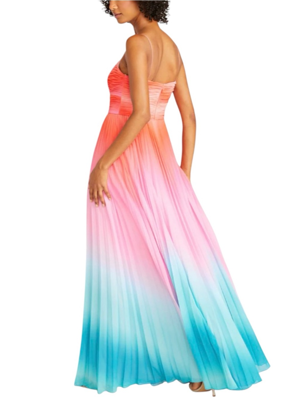 NWT AMUR Emmett Pleated Gown in Ombre Sunset Dress Size 2 - Picture 4 of 13